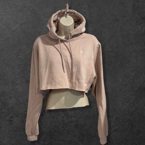 Ryderwear Cropped Hoodie Women’s Large Raw Hem Long Sleeve Tan